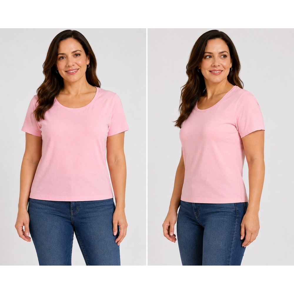 Liz Claiborne Liz Sport Pink Scoop Neck T-Shirt Womens XL Short‎ Sleeve Cotton